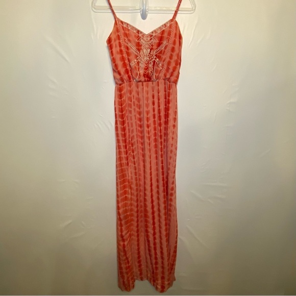 Flying Tomato Coral Tie Dye Women’s Boho Embroidered Maxi Dress SZ S - Picture 3 of 15